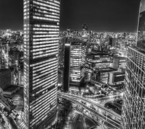 Tokyo cityscape BW